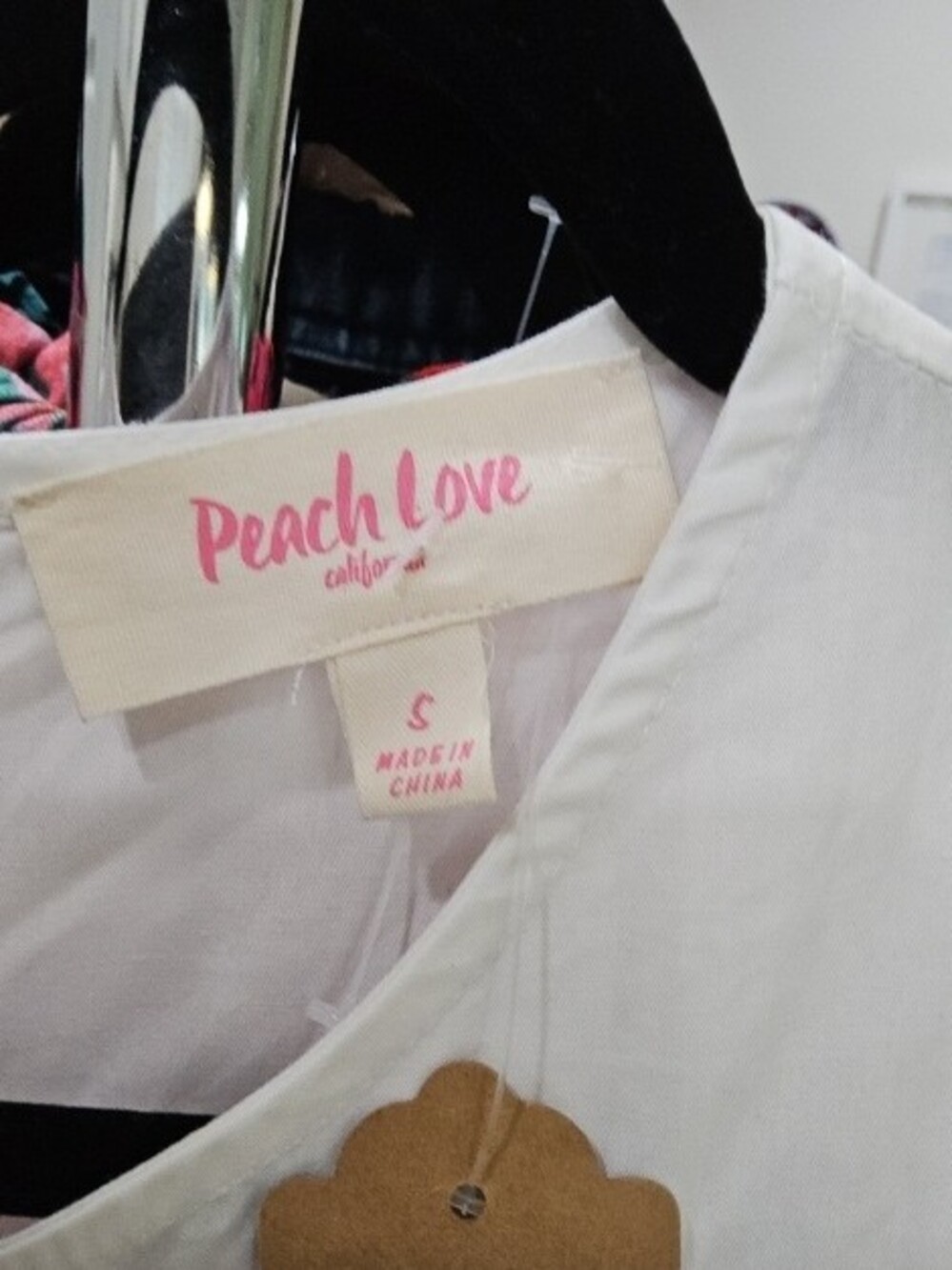 Peach Love California White Dress with Copper Sequin Footballs - Picture 2 of 2